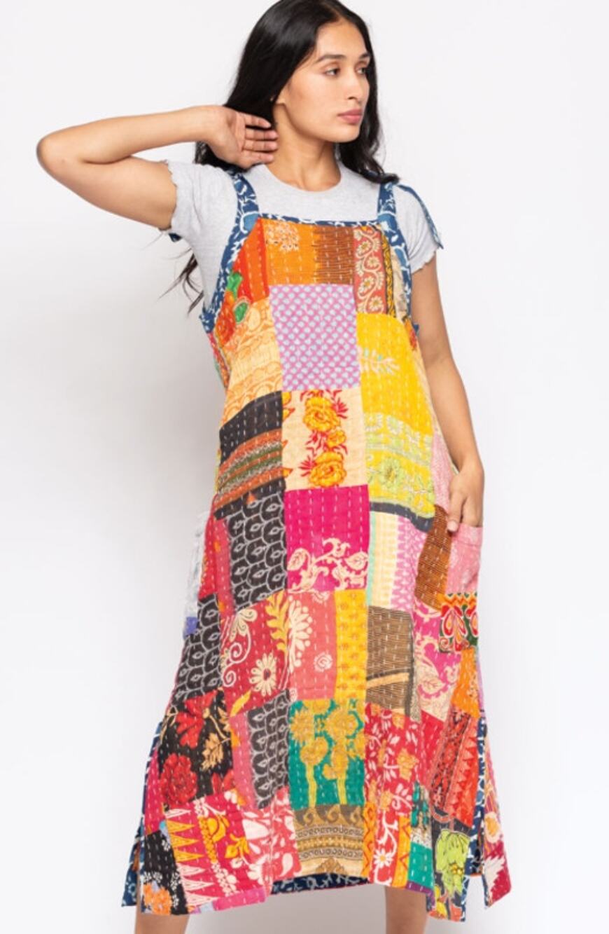 Reversible Kantha Cotton Sundress Side Pocket Sleeveless DS-17 One Size NWT
